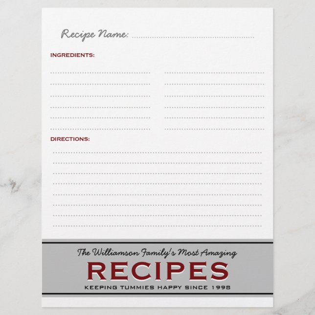 Papier Recettes de la famille rétro Classeur personnalisé (Devant)