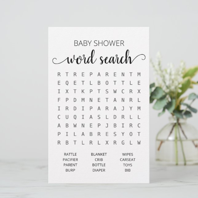 Papier Recherche de mots Jeu Baby shower partie jeu (Debout devant)