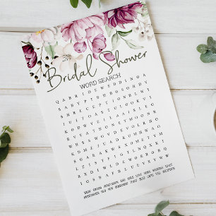 Papier Recherche de mots jeu de douche de mariage pivoine