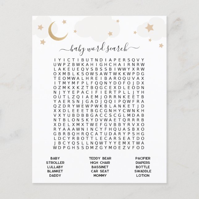 Papier Recherche de mots pour bébé à la lune  (Devant)