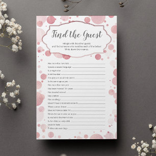 Papier Rechercher l'invité Glam Pois Baby shower Jeu