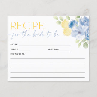 Papier Recipe Card Main Squeeze Blue Citrus Bridal Shower