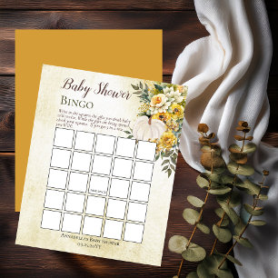 Papier Récolte citrouille   Bingo Baby shower Floral Or