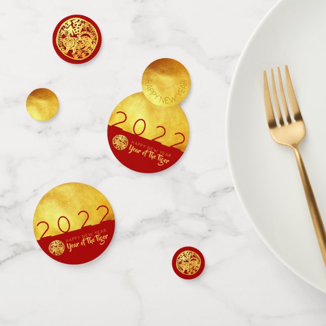 Papier Red Gold Tiger 2022 Golden Party Confetti (Groupe)