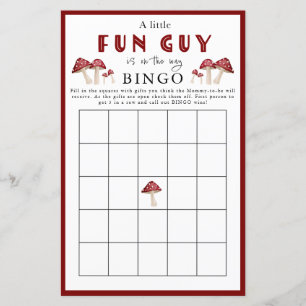 Papier Red Musroom Little Fun Guy BINGO Baby shower Jeu