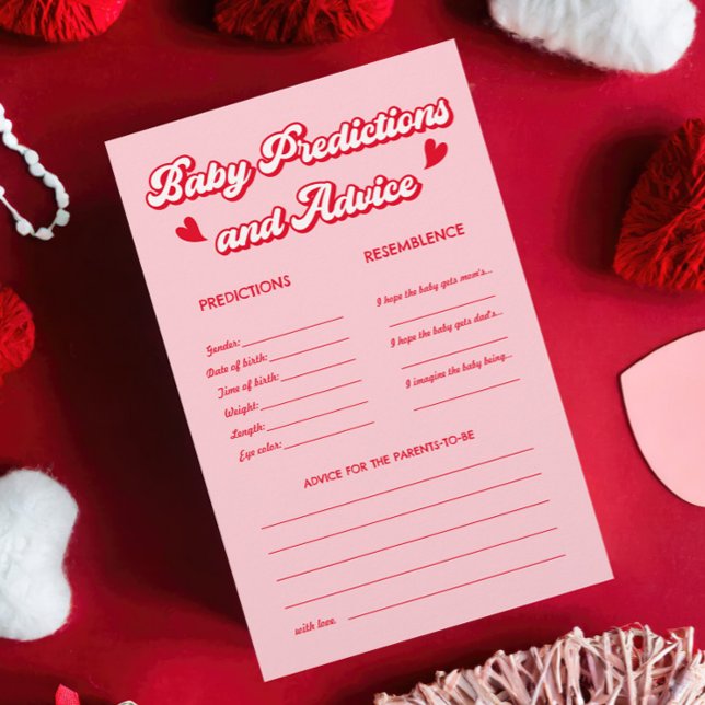 Papier Red Pink Valentine Baby shower de prédictions jeu (Créateur téléchargé)