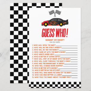 Papier Red Race Car Devine Qui Baby shower Jeu