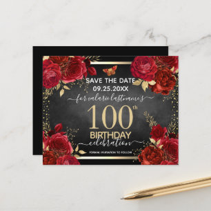 Papier Red Roses 100e anniversaire Enregistrer la date Bu