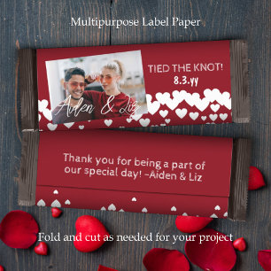 Papier Red White Hearts Custom Wedding Bar Wrapper