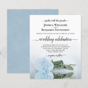 Papier Reflet Dusty Blue Rose BUDGET de mariage Invitatio