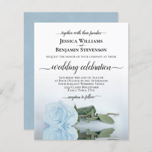 Papier Reflet Dusty Blue Rose BUDGET de mariage Invitatio