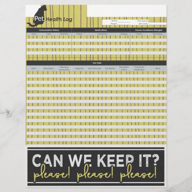 Papier Registre de santé de la créature la plus mignonne (Devant)