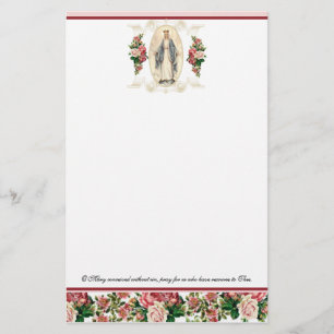 Papier Religieuse Vierge Marie Prière catholique Vintage