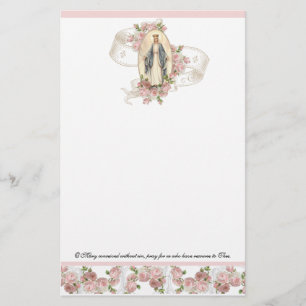 Papier Religieuse Vierge Marie Prière catholique Vintage