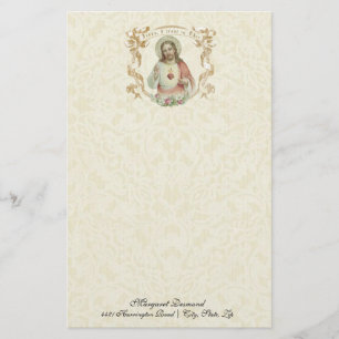 Papier Religieux Sacré Coeur Jésus Vintage catholique