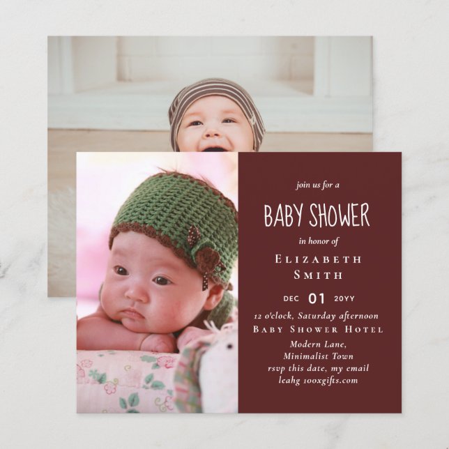 Papier Remerciement pour l'annonce de la Baby Shower PHOT (Devant / Derrière)