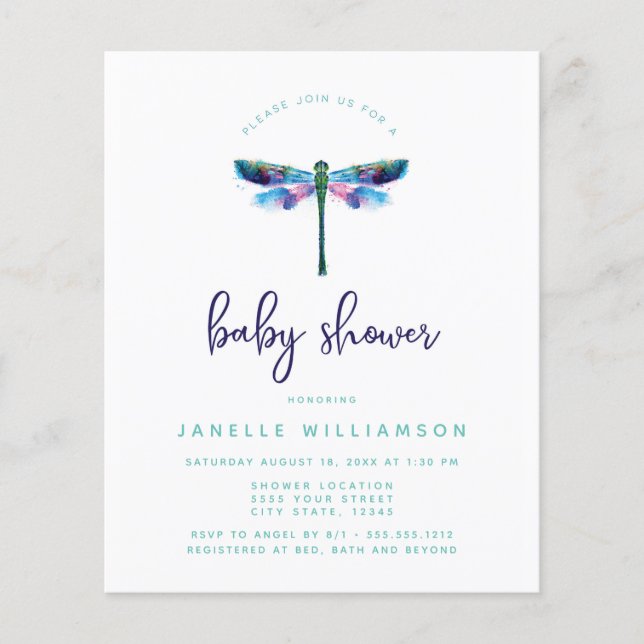 Papier Remise Belle libellule, Baby shower (Devant)