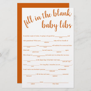 Papier Remplissage simple dans les blancs Fall Orange B