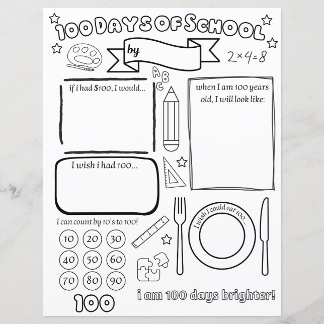 Papier Remplissez en blanc 100 jours d'école (Devant)