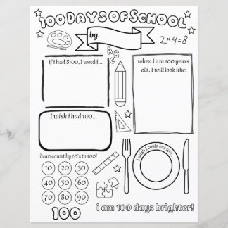 Papier Remplissez en blanc 100 jours d'école