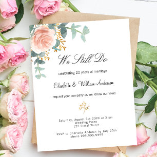 Papier Renouvellement de vœux de mariage floral rose budg