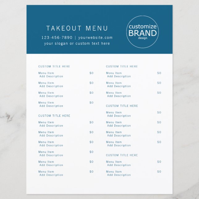 Papier Restaurant Takeout Restauration Logo Marine Blue M (Devant)