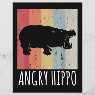 Papier Rétro Angry Hippo - Vintage Hippopotamus