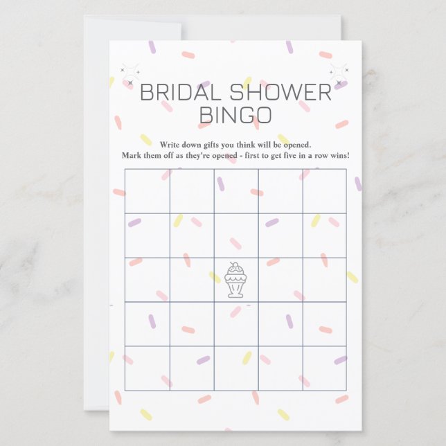 Papier Retro Crème de glace Sundae Fête des mariées Bingo (Devant)