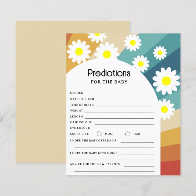 Papier Rétro Groovy - Prédictions pour le bébé (Devant / Derrière)