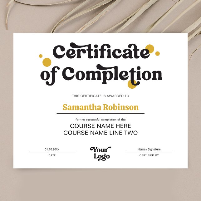 Papier Rétro Logo Trendy Beauty Course Certificat (Créateur téléchargé)