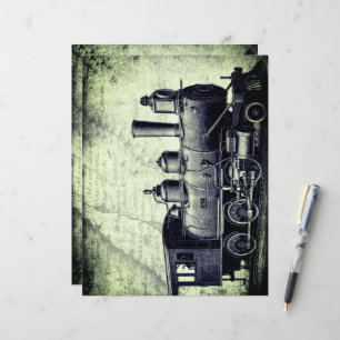 Papier Rétro, train vintage, style steampunk, thème scifi