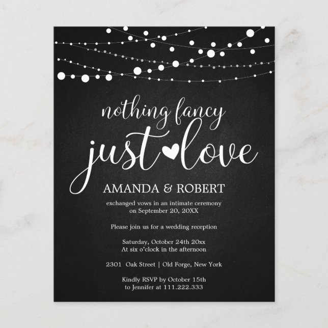 Papier Rien Chalk fantaisie Budget Mariage Invitations (Devant)
