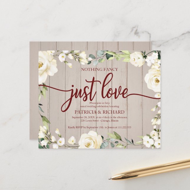 Papier Rien De Fancy Floral Faire-part de mariage bon mar (Devant/Arrière en situation)