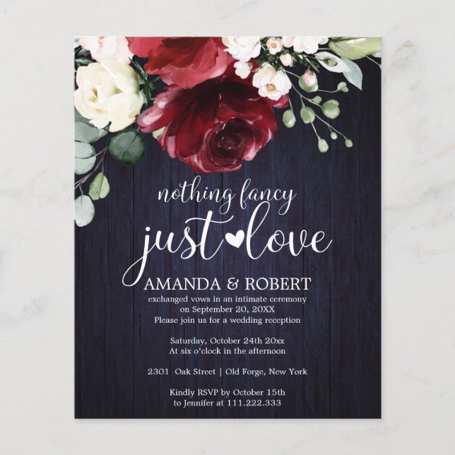 Papier Rien De Fancy Just Love Budget Wedding Invitations (Devant)