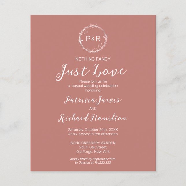 Papier Rien de fantaisie Monogramme Budget Mariage Invita (Devant)