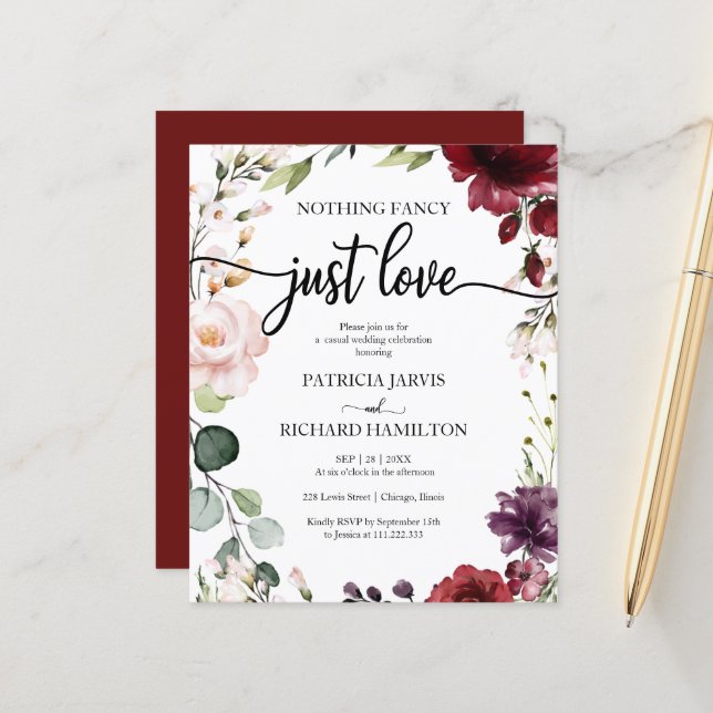 Papier Rien De Fantastique Invitations De Mariage Peu Coû (Devant/Arrière en situation)