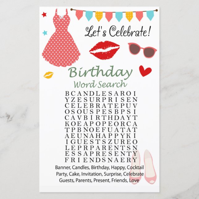 Papier Robe à points Polka Anniversaire Mot de recherche  (Devant)