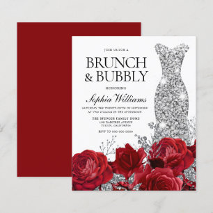 Papier Robe d'argent Roses Budget Douche nuptiale Invitat