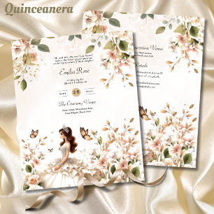 Papier Robe de Quinceanera ivoire Papillons floraux Éléga