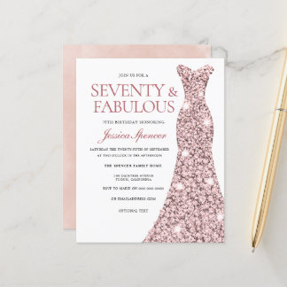 Papier Robe rose Gold Blush 70e anniversaire Invitation b