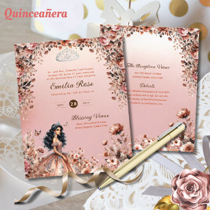 Papier Robe rose or Quinceanera Roses floraux
