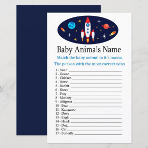 Papier Rocket Baby Animaux Nom Jeu