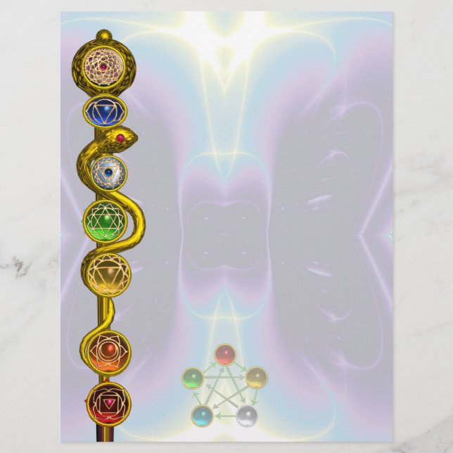 PAPIER RODE D'ASCLEPIUS AVEC 7 CHAKRAS, ÉNERGIE SPIRITUEL (Devant)