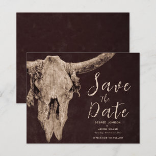 Papier Rodeo Brown Bull Skull Budget Enregistrer La Date