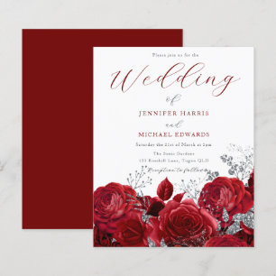 Papier Romantique Roses rouges Faire-part de mariage budg