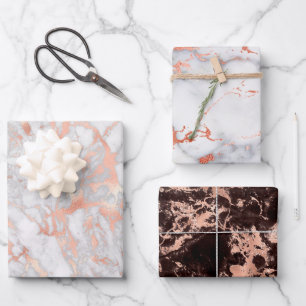 Papier rose à écrêtage en or Jeu plat de 3