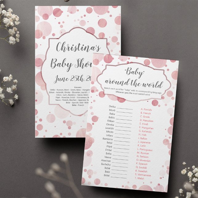 Papier Rose "Baby around the world" Glam Baby shower Jeu (Créateur téléchargé)