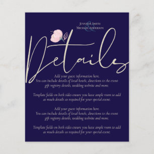 Papier Rose bleu marine Gold Détails du Mariage Budget du
