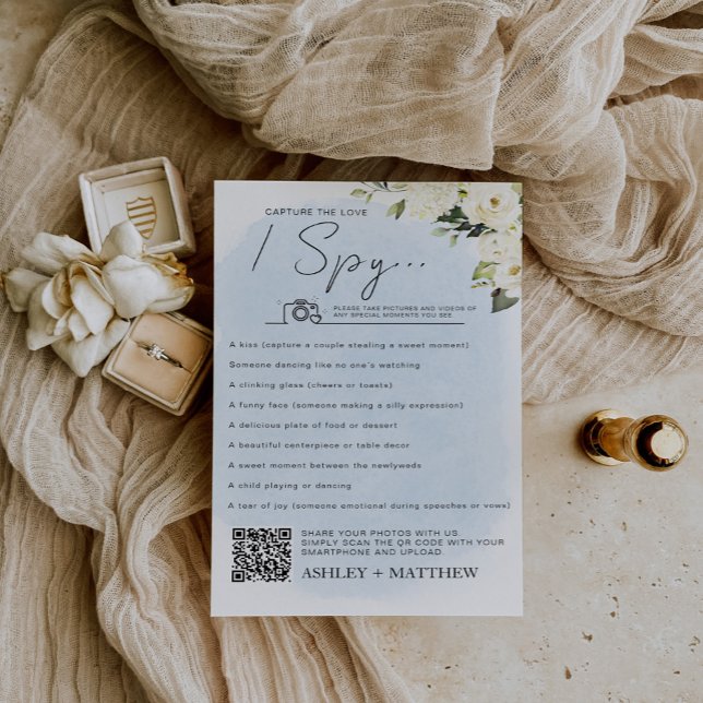 Papier Rose Bleue et Blanche "I Spy" Jeu Mariage (Créateur téléchargé)