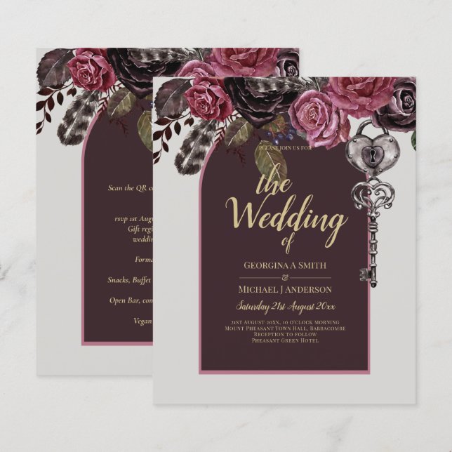 Papier ROSE BOTHIQUE Bourgogne Mariage de automne (Devant / Derrière)